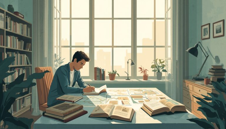 Jovem com vários livros na mesma estudando.